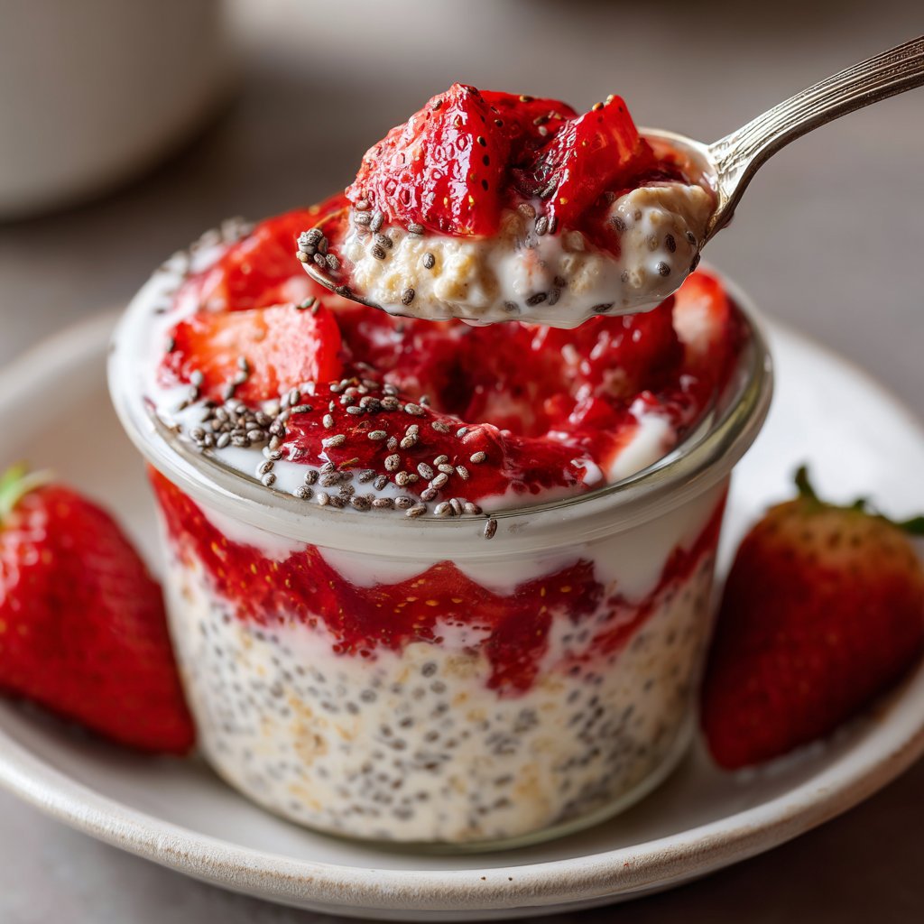 Strawberry Cheesecake Overnight Oats With Chia