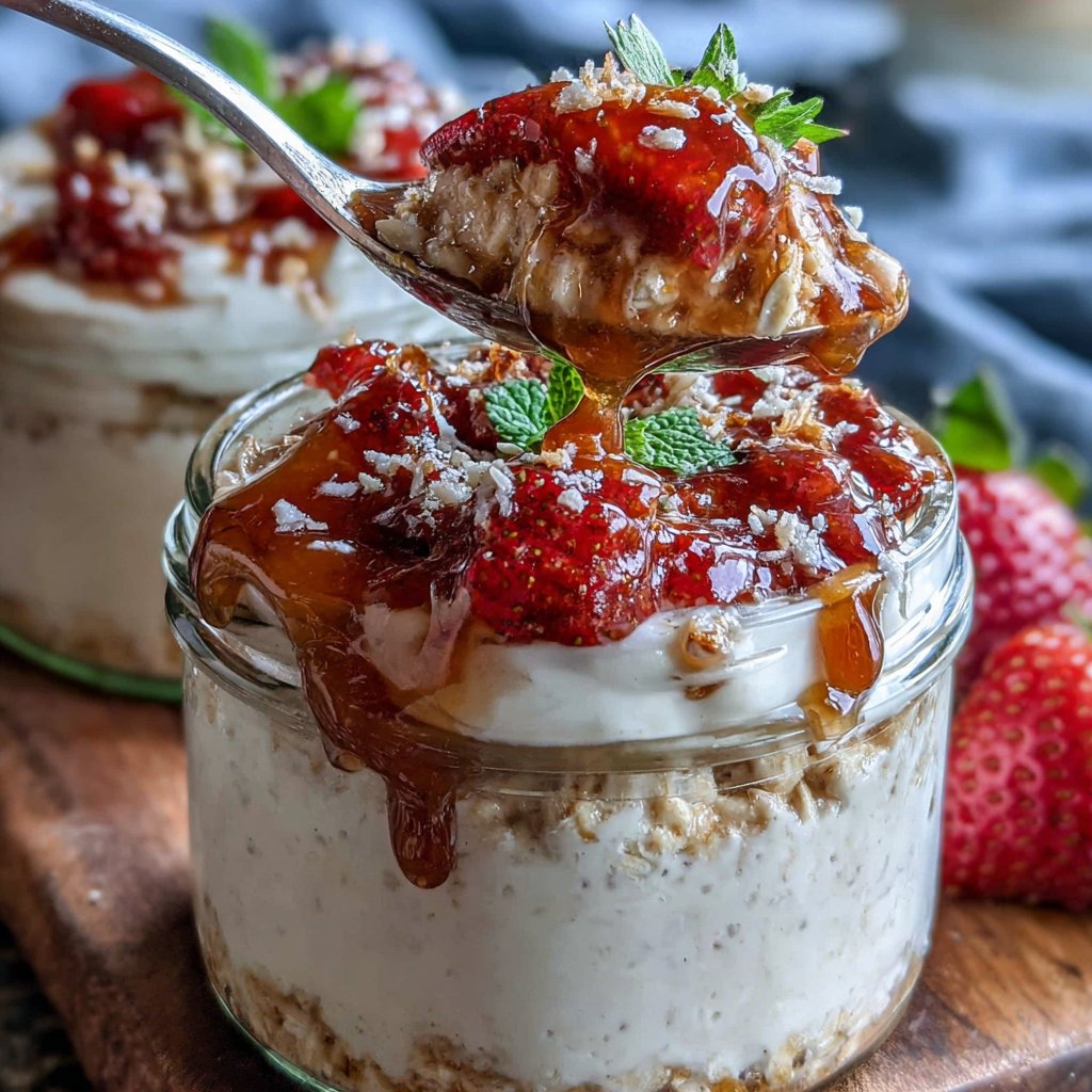 No Bake Strawberry Cheesecake Oats