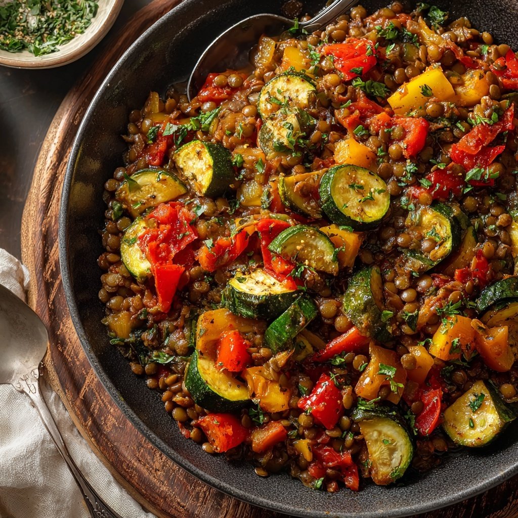 Roasted Veggie Lentil Skillet