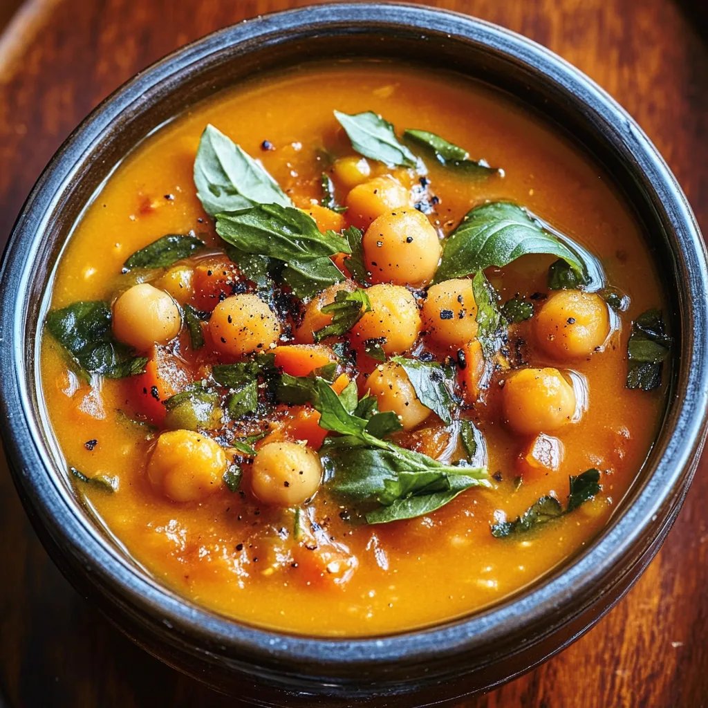 Moroccan Sweet Potato Soup with Chickpeas