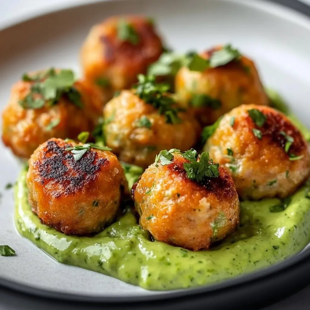 Salmon Meatballs with Creamy Avocado Sauce