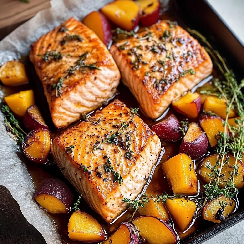 Easy Bourbon Peach Roasted Salmon