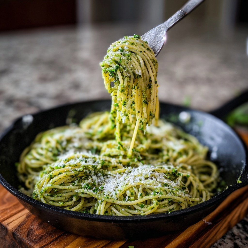 Angel Hair Pasta With Creamy Pesto